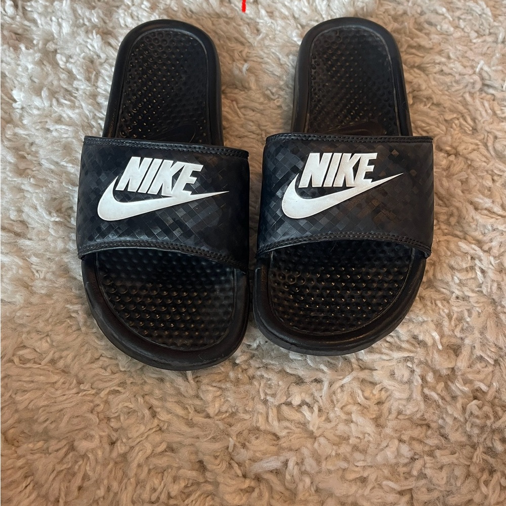 Nike Black and White Slide Sandals Sporty Comfort